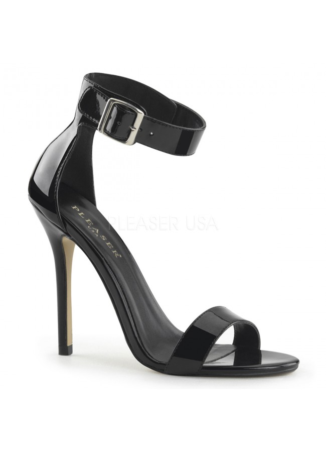 Amuse Black Ankle Strap Sandal 5 Inch Heel Single Strap Sandal