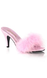 Amour Baby Pink Maribou Trimmed Slipper