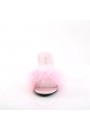 Amour Baby Pink Maribou Trimmed Slipper