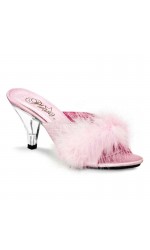 Belle Baby Pink Maribou Satin Slipper