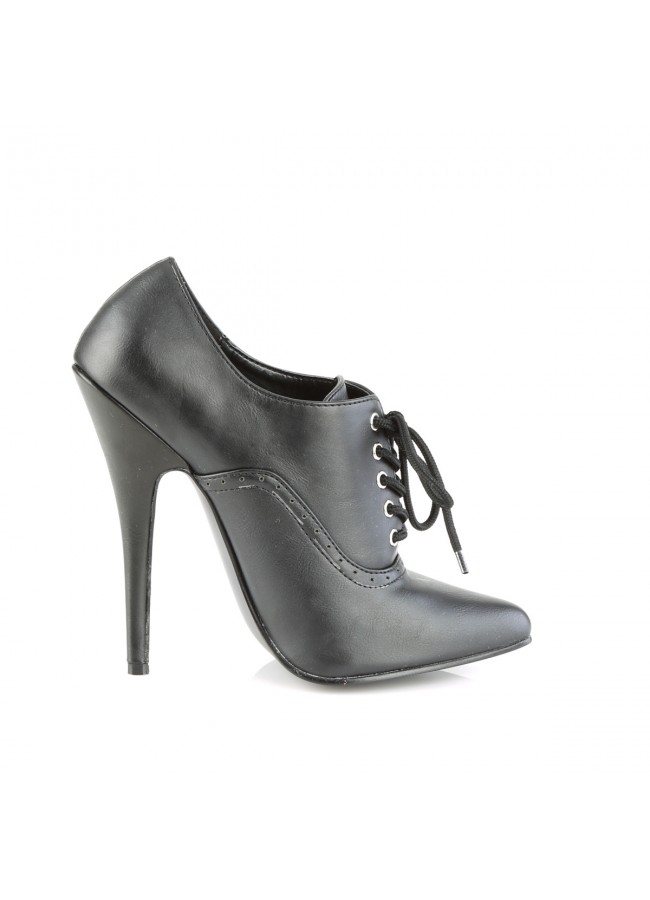 Domina 6 Inch High Heel Governess Shoe Black Oxford Fetish Shoe