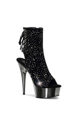 Black and Pewter Delight Velvet Rhinestoned Boots