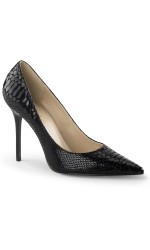 Classique Black Snake Print Leather 4 Inch High Heel Pump