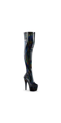 Adore Black Hologram Thigh High Boot - Platform Thigh High Boots