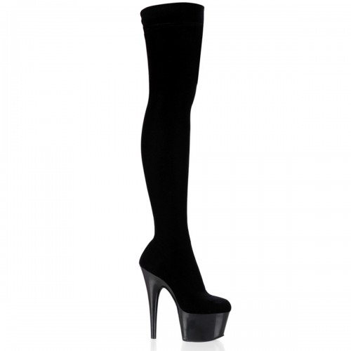 Adore Black Velvet Platform Thigh High Boot Sexy Over The Knee Boots 