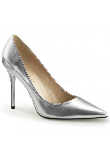 Silver Metallic Classique Pointed Toe Pump