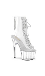 Clear Peep Toe Platform Ankle Boots