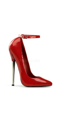 Dagger Red Extreme Heel Ankle Strap Pump