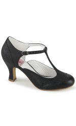 Flapper Black Kitten Heel T-Strap Pump