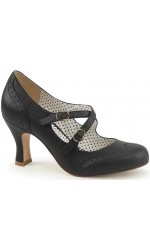 Cross Strap Flapper Black Vintage Heel Shoes