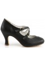 Cross Strap Flapper Black Vintage Heel Shoes