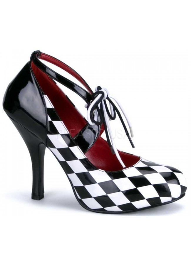 black and white checkered pumps