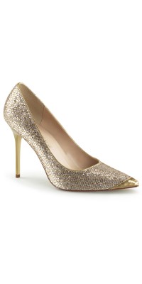 Gold Glitter Mesh Classique Pointed Toe Pump