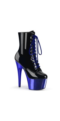 Blue Chrome Platform Adore Black Granny Ankle Boots