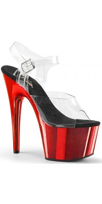 Red Chrome Platform Clear Strap Platform Sandal