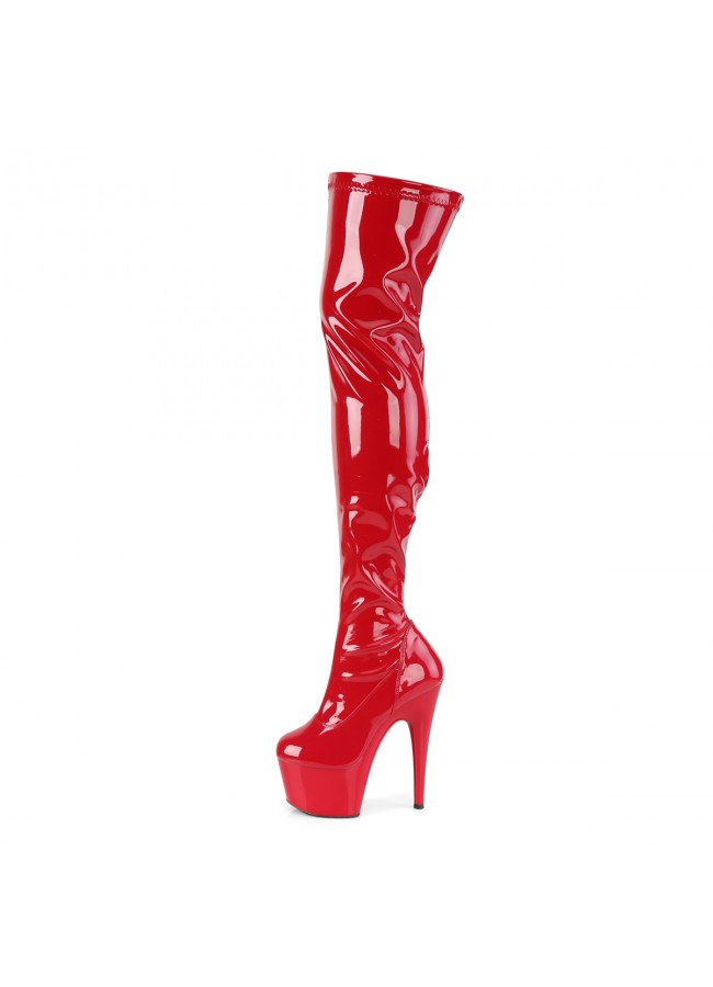 Adore Platform Thigh High Boot 6.5 Inch Heel | Red Thigh High Boots