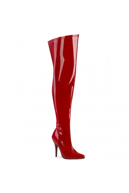 Seduce Red Patent Wide Calf Thigh High Boots