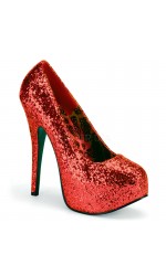 Teeze Red Wide Width Glitter Platform Pump