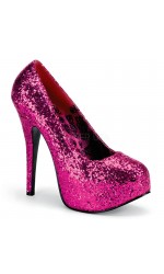 Teeze Hot Pink Wide Width Glitter Platform Pump