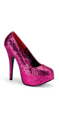 Teeze Hot Pink Wide Width Glitter Platform Pump