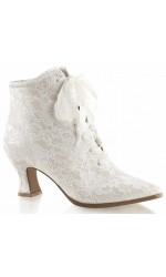 Victorian Jane Ivory Lace Ankle Boots