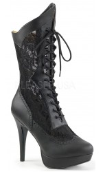 Chloe Wide Width Black Victorian Platform Boots