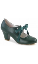 Wiggle Vintage Style Mary Jane Shoes in Forest Green