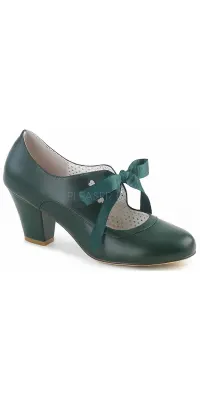 Wiggle Vintage Style Mary Jane Shoes in Forest Green