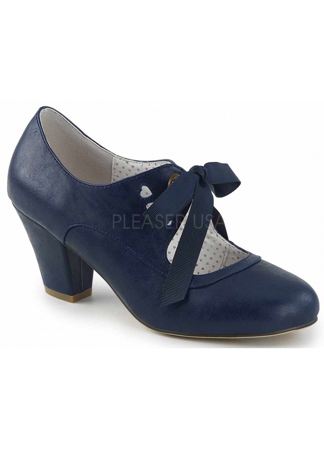 Wiggle Vintage Style Mary Jane Shoe in Navy Blue  Inch Heel Pump